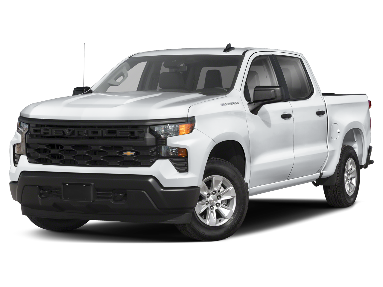 2025 Chevrolet Silverado 1500 Custom in Summit White — front three-quarter view