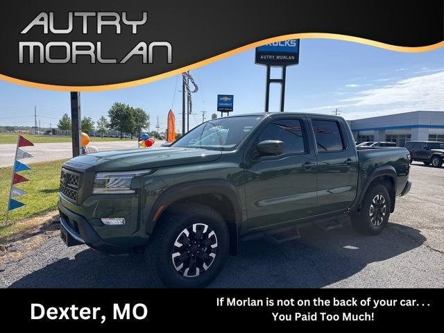 2023 Nissan Frontier PRO-4X in Green — front three-quarter view