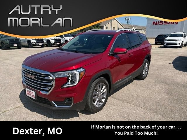 2023 GMC Terrain SLT in Volcanic Red Tintcoat — front three-quarter view